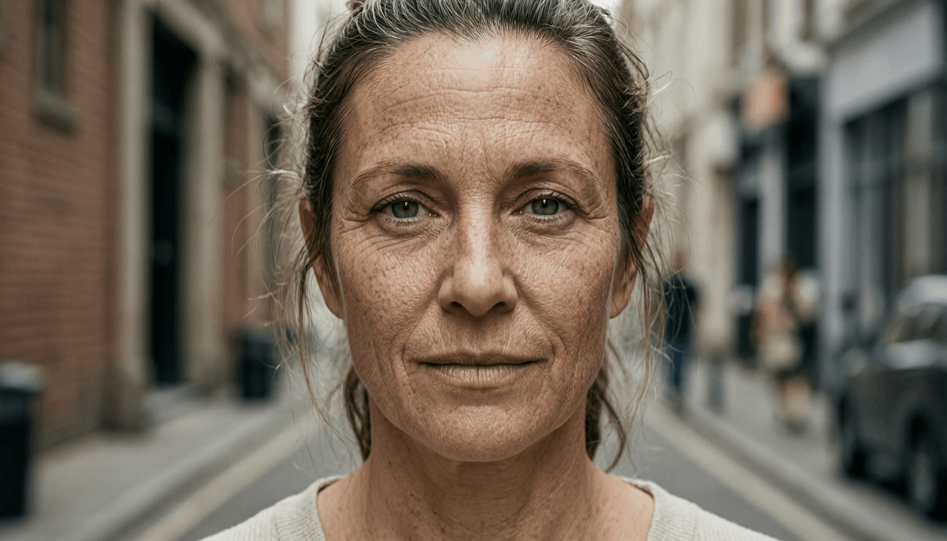 hyper-realistic AI-generated portrait showing detailed skin texture and natural lighting